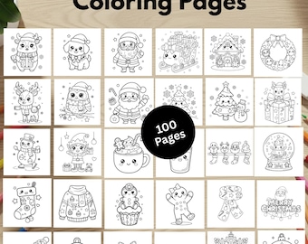 Coloriages Kawaii Noël Hiver Coco Wyo Mignon Kawaii Soulagement Du Stress Cosy Audacieux Faciles PNG Feuilles PDF pour enfants, adolescents et adultes