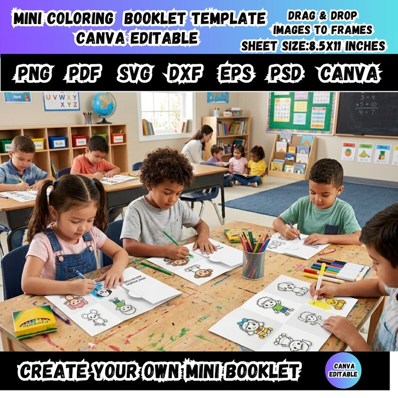 Editable Mini Coloring Book Template,booklet Canva Editable DIY ...