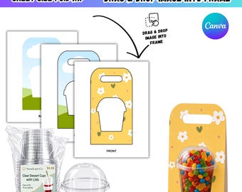 Dome Cup holder Template Canva Editable,Dome Lid 8oz Cup Holder Template,Drag Drop Mug Box template Cup Box template,Party Favor Box SVG PNG