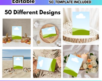 50 Invitation Mockup Bundle 5x7 Canva Editable Card Mockup Boho Wedding Thank You Greeting Birthday Card Mockup Drag and Drop Canva Template