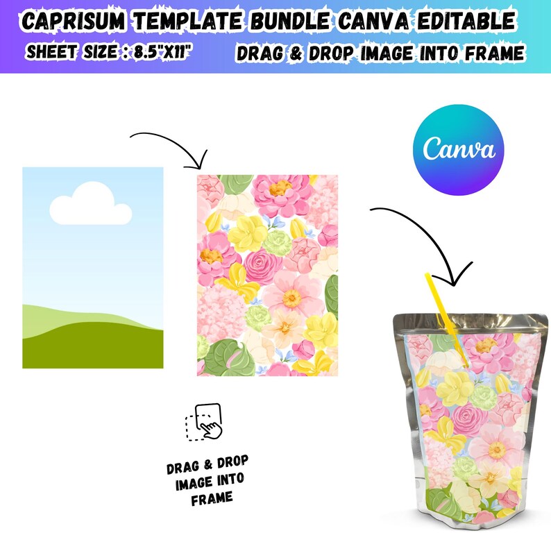 Property Label Sample Capri Sun Canva Template Editable Juice Pouch Label Blank Caprisun ...