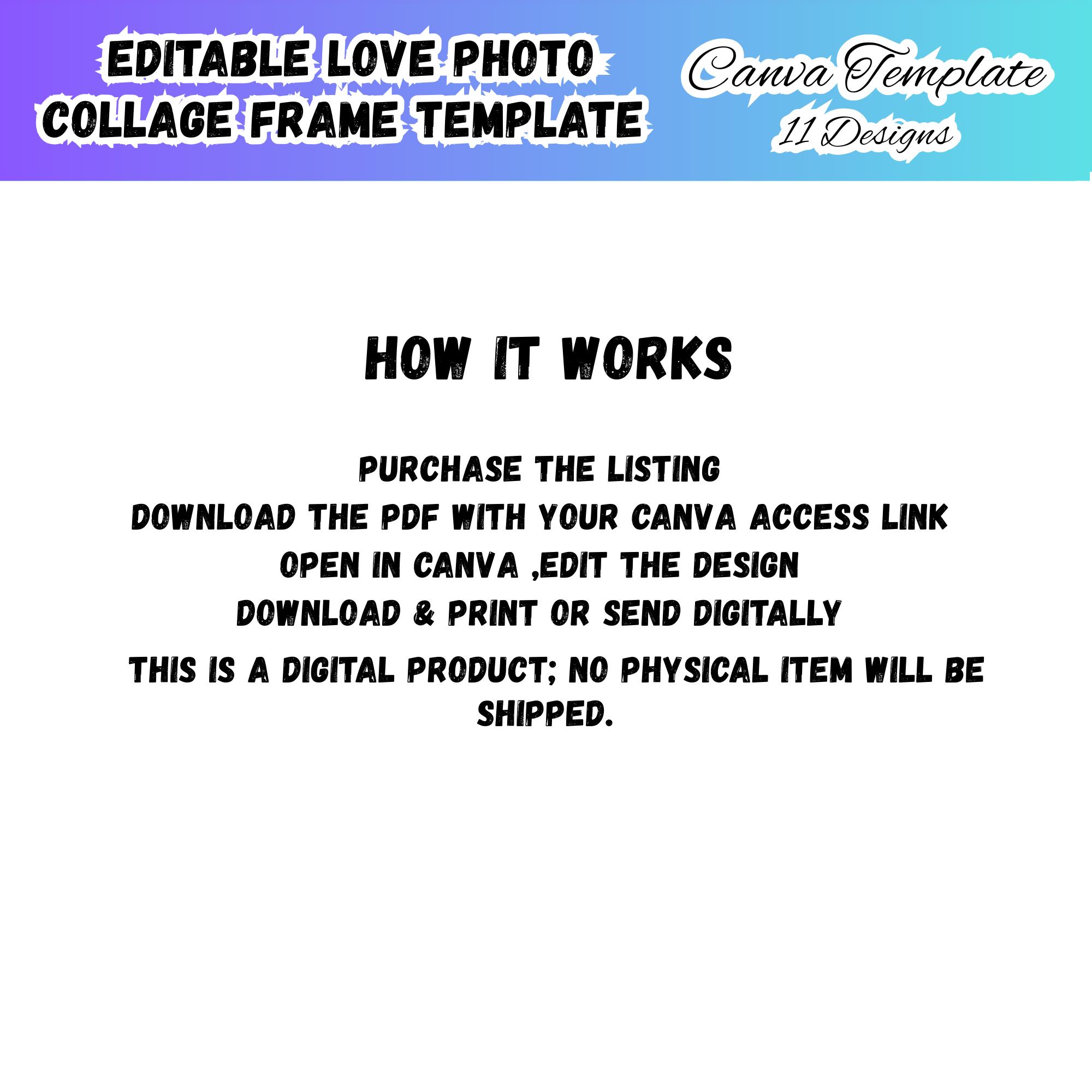 11 Love Photo Collage Canva Editable Template, Heart Picture Collage ...