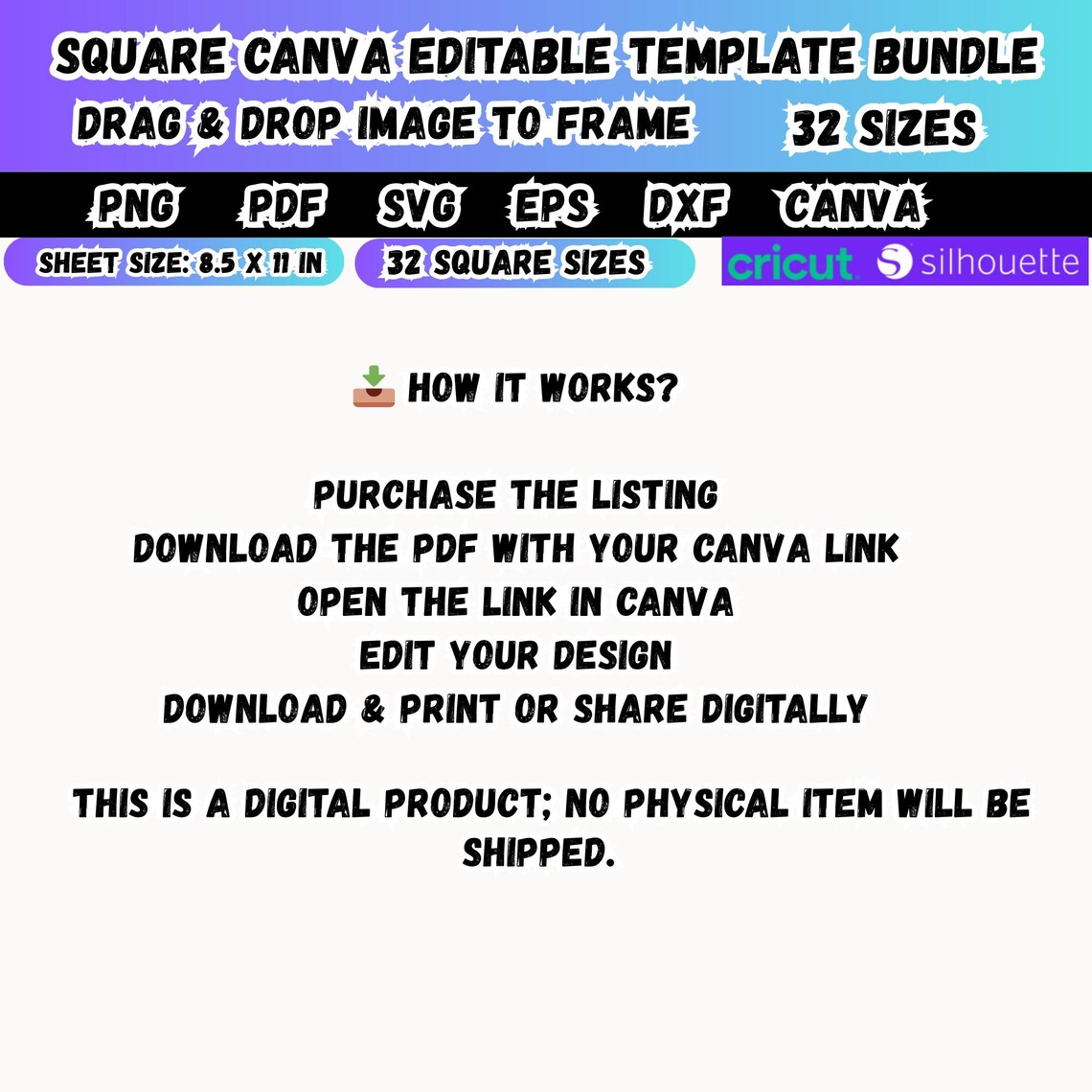 32 Square Template Bundle Svg Dxf Eps Png,editable Canva Square Label 0 ...