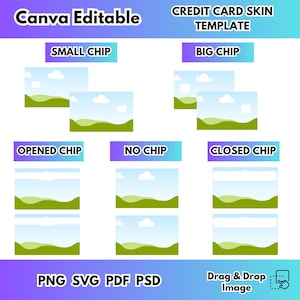 Kreditkortsutseende Canva-mall Redigerbart kreditkortsomslag SVG PNG PSD Kreditkortsklistermärkesmall Dra och släpp Canva Anpassningsbara ramar
