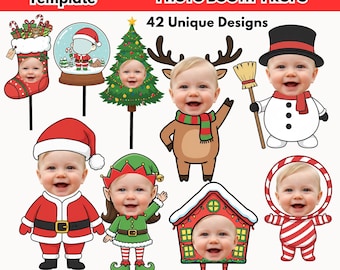 Plus de 40 modèles de costumes de Noël, accessoires modifiables pour photomaton Canva