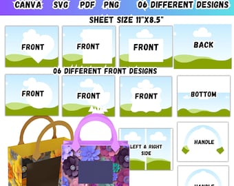 Plantilla editable de Canva para bolso del Día de la Madre, plantilla de bolso de regalo con forma de corazón, plantilla de Canva para bolso de mano, plantilla SVG para bolso de diseño DIY