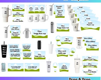 Modèle sur toile pour emballage de gobelet 40 oz Gobelet 20 oz Tasse fine 11 oz Libbey Can Glass Hogg Sippy Strata Cup Venti Cold Cup Acrylique 24 oz Mega Bundle