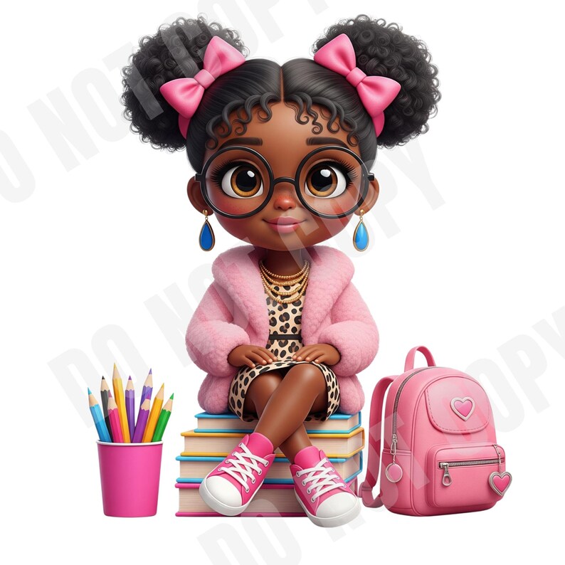 Black Girl Back To School Clipart afro Girls With Books School Supplies 