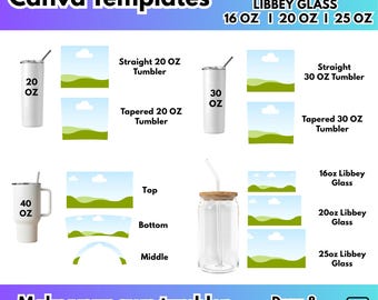 Tumbler Wrap Canva Template 40oz Tumbler 20oz Skinny 30oz Skinny Mega Bundle,16oz 20oz 25oz Libbey Can Glass Canva Editable Template Bundle
