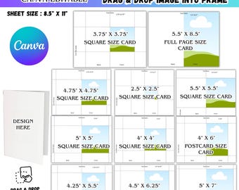 Greeting Card Editable Canva Template Bundle,Folded Card Postcard Invitation Card,DIY Printable Square Size Card,A2 Birthday Card A6 A7 Card