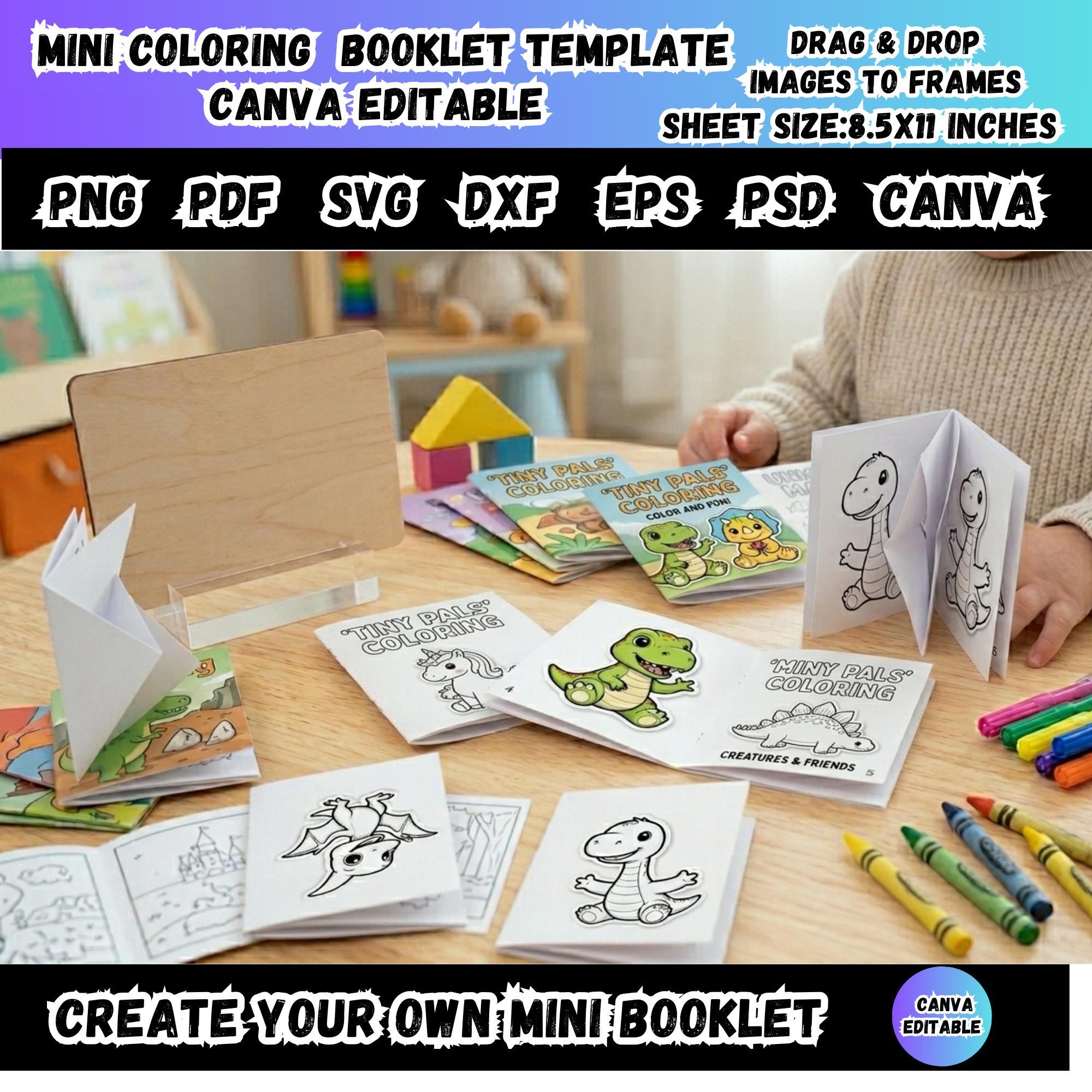 Editable Mini Coloring Book Template,booklet Canva Editable DIY ...