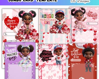 Valentinstag Jumbo Pack Karten Canva bearbeitbare Vorlage, Mädchen Jungen Kinder Klassenzimmer Valentinstag Leckerli Karte, druckbare DIY Vday Candy Snack Geschenk