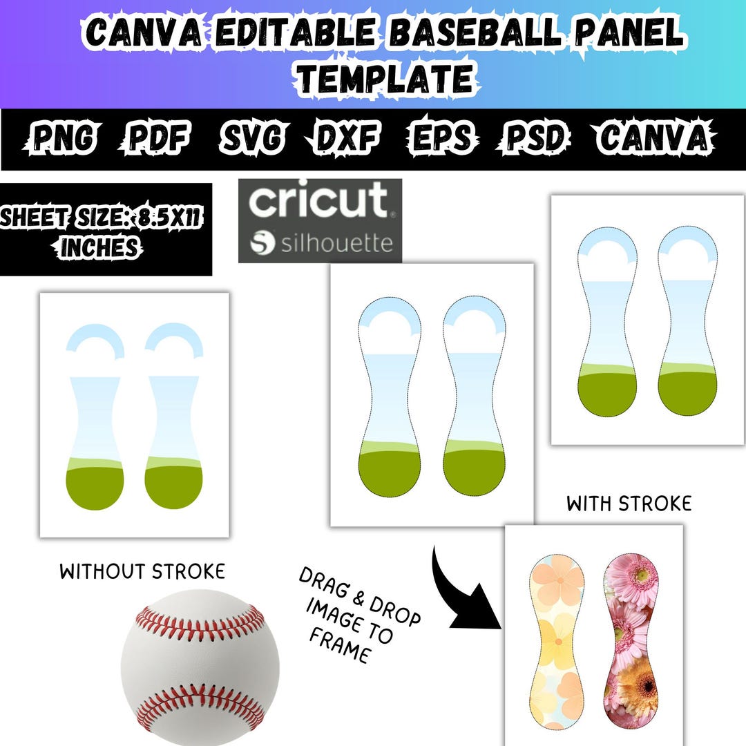 Baseball Panel Canva Editable Template,drag and Drop Customizable Frame ...
