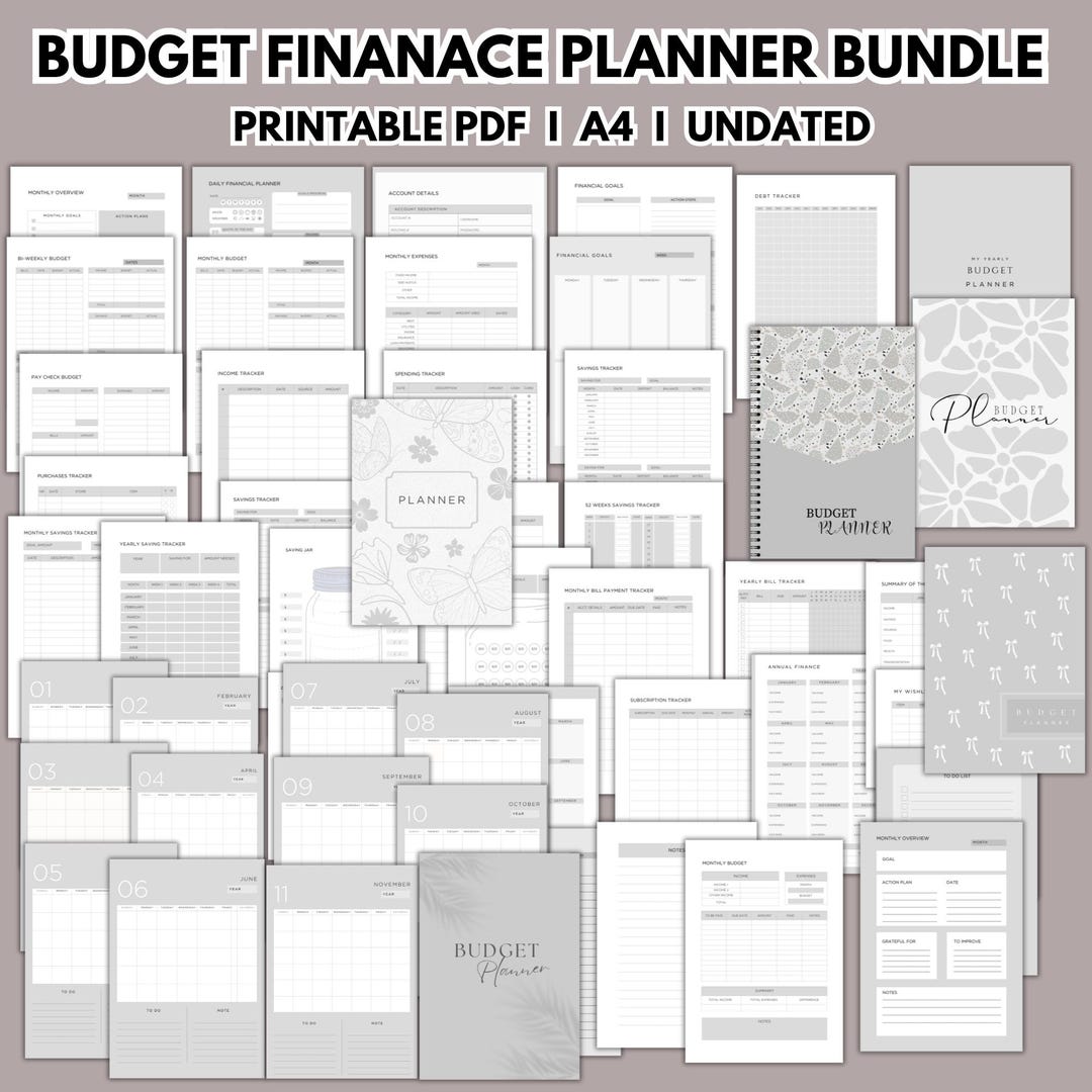 Simple Budget Finance Planner Bundle Printable, Digital Finance Journal ...