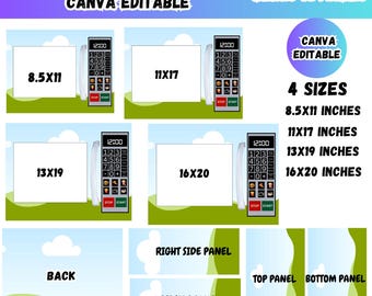 Modèle de boîte-cadeau pour four à micro-ondes, boîte-cadeau pour cadeaux de fête, panneau de mousse, boîte de Pâques modifiable sur toile, emballage cadeau de fête, cadre blanc personnalisé 4 tailles