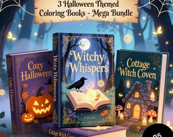 Halloween Coloring Books Bundle 3 Coco Wyo Coloring Books Cute Cozy Spooky Comfy Digital Coloring Bold Easy PDF Pages for Kids Teens Adults