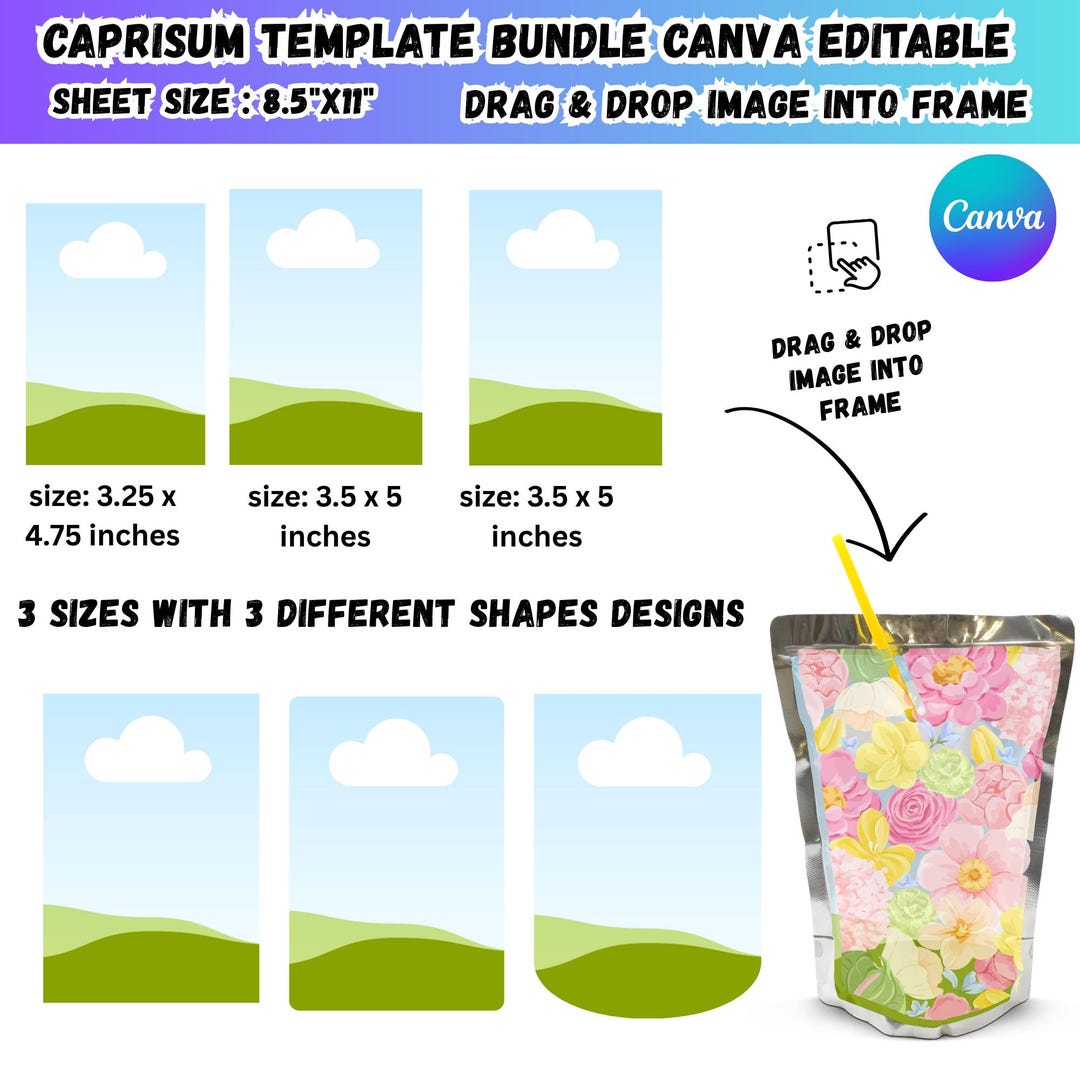 Property Label Sample Capri Sun Canva Template Editable Juice Pouch Label Blank Caprisun ...