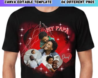 Benutzerdefinierte Vatertag Bootleg Canva bearbeitbare Vorlage, Vater Kinder Bootleg Rap Bundle, benutzerdefinierte Vatertag eigene Foto-Shirt Kunst