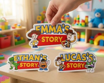 Personalized Story Name Patch, Custom Name Toy Story Patch, Woody Buzz Lightyear Embroidered Patch, Sew On Iron On Birthday Party Patch