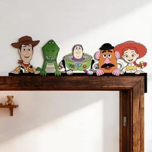 Toy Story Door Corner Sign, Woody Buzz Lightyear Wooden Door Topper, Peeking Toy Story Wall Art, Disney Kid Room Decor, Birthday Gift