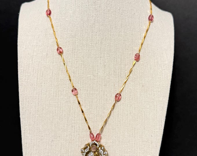 Pink ,Gold Elephant Pendant Necklace ,Crystal ,Pearl Jewelry, gift for her, anniversary, graduation gifts, necklaces | ClovArc