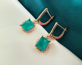 Emerald Green Crystal Drop Earrings | Sparkling Bridal & Party Jewelry | ClovArc Affordable Luxury