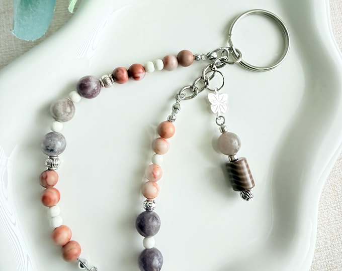 Beaded Bag Charm Keychain | Handmade Personalized Purse Accessory Jewelry | Custom Music Inspired Charm Gift