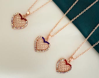 Gold Woven Heart Pendant Necklace – Stainless Steel, 16 inch Chain
