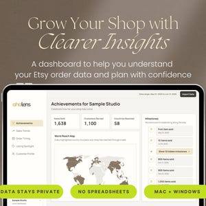 ahalens: Rastreador de ventas de tiendas Etsy, panel de control CSV local para ingresos, pedidos, clientes e información sobre listados.