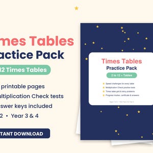 Times Tables Practice Pack, Multiplication Worksheets for Year 3 & 4, KS2 Maths (PDF Download)