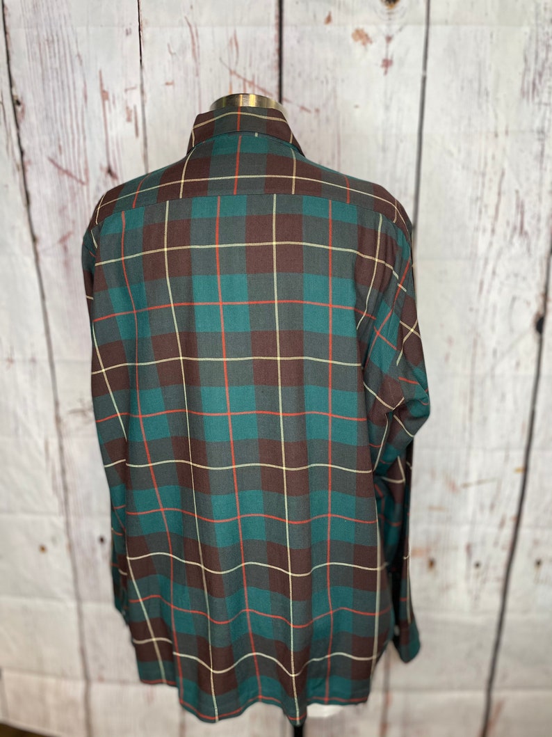 1950s mens green plaid buttondown image 2