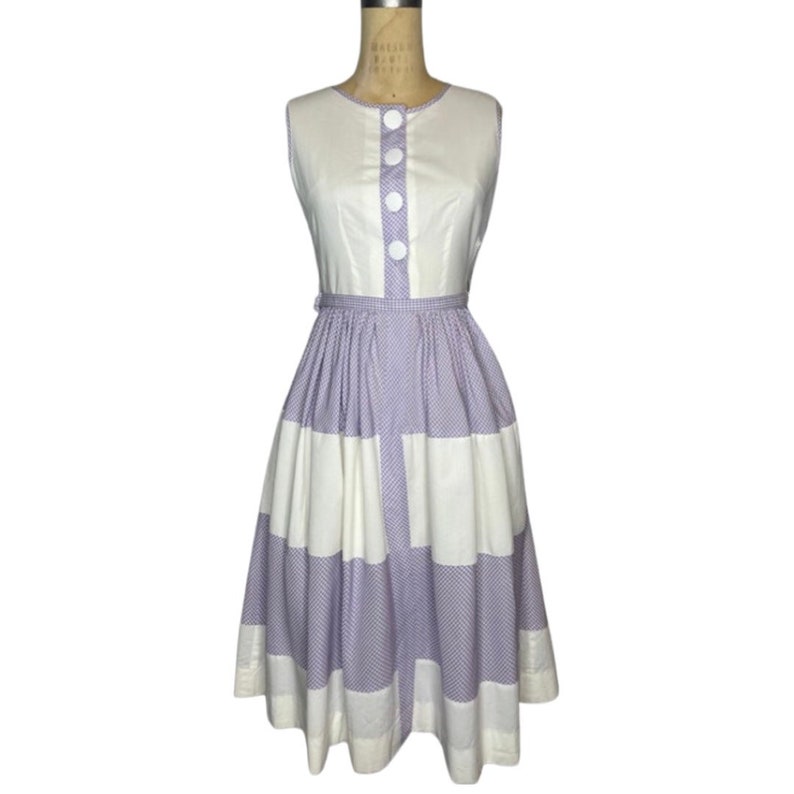 1950s purple gingham dress image 1