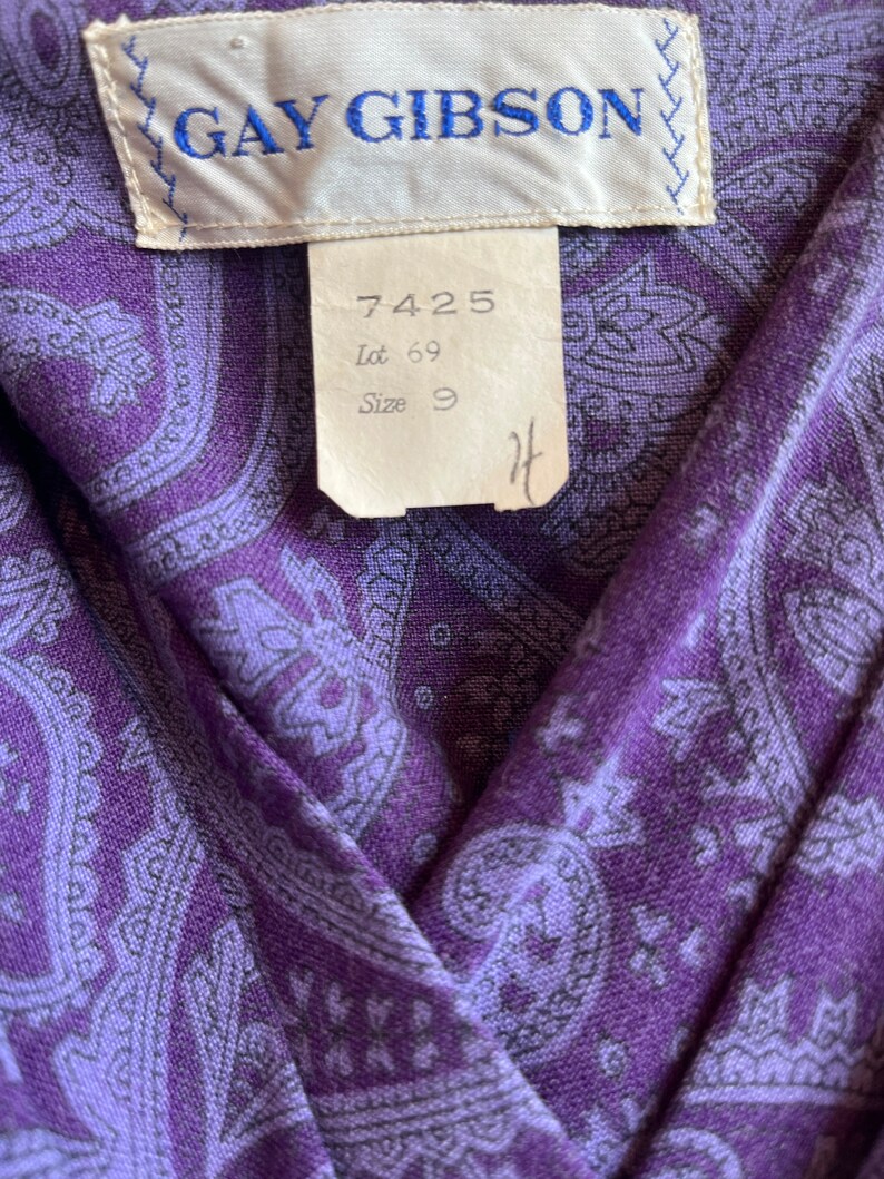 1940s Purple Paisley Print Dress image 5