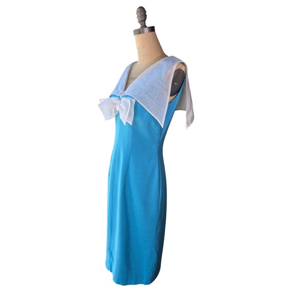 1960s Blue Linen Lilli Diamond Wiggle Dress - image 3