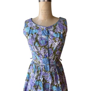 1950s purple and blue floral print sundress image 3