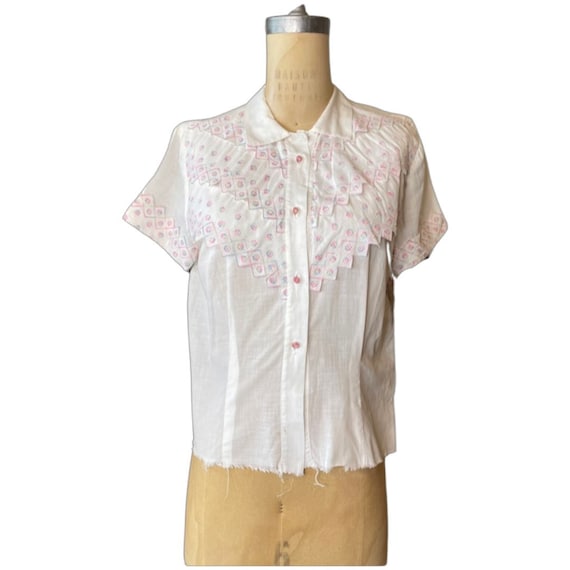 1950s embroidered blouse - image 1