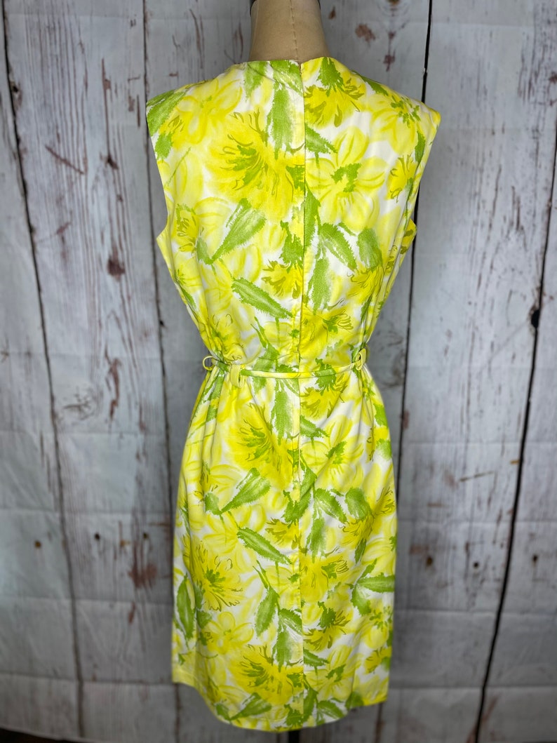 1950s yellow floral print dress image 4