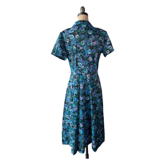 1950s blue floral print dress - image 4