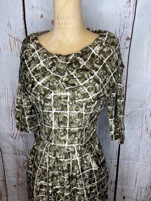 1950s Silk Square print dress - image 3