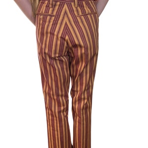 Deadstock 70s Burgundy and Gold Striped Pants image 4