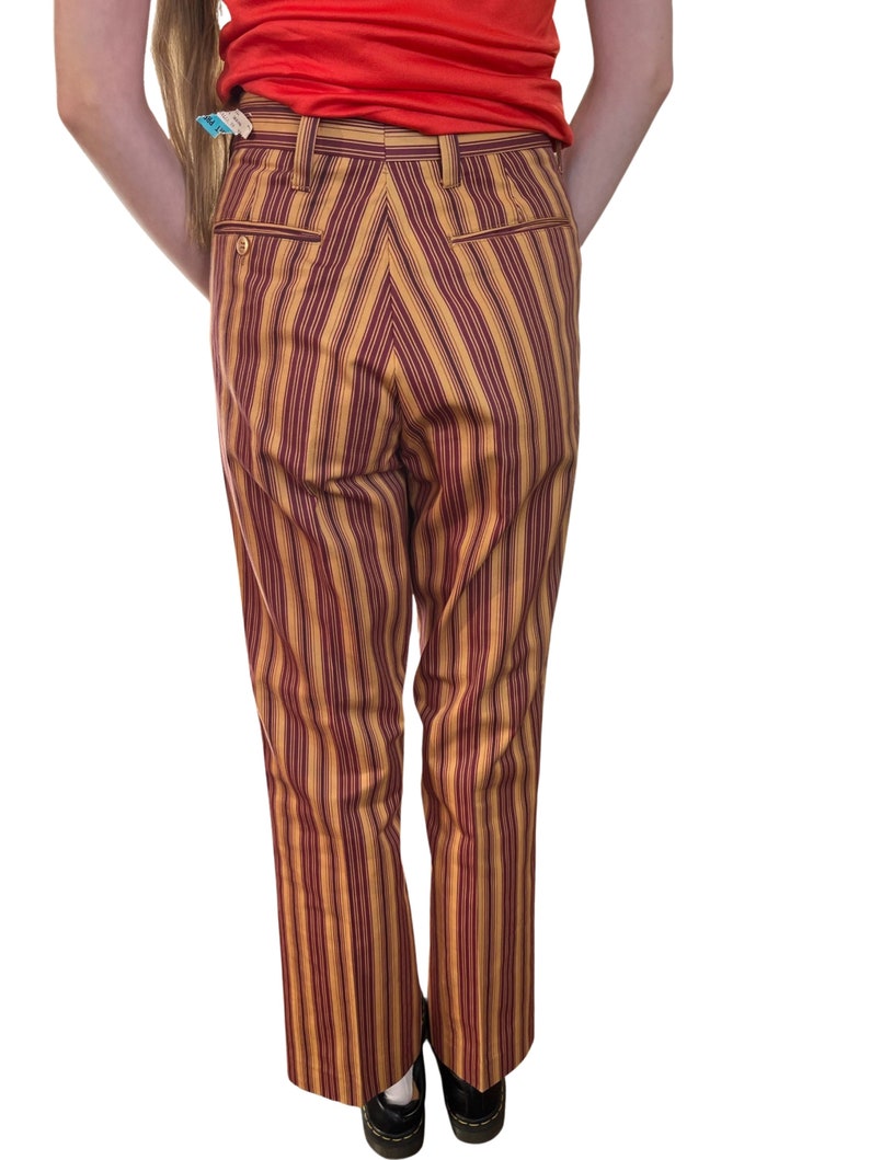 Deadstock 70s Burgundy and Gold Striped Pants image 4