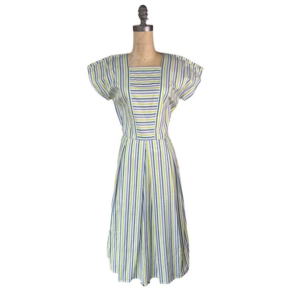 1940s pastel striped dress - image 1
