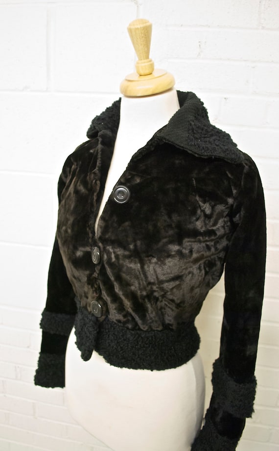 Edwardian Black Faux Seal Jacket