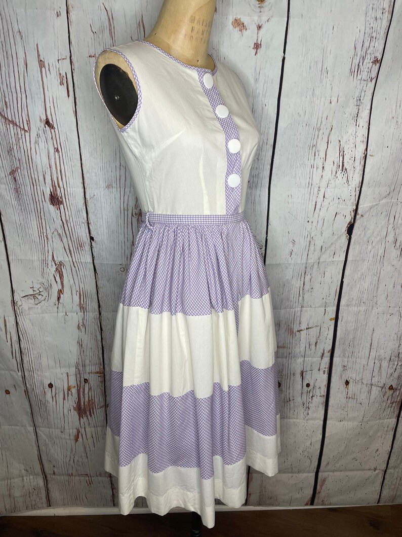 1950s purple gingham dress image 2
