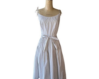 1950s black and white polkadot sundress