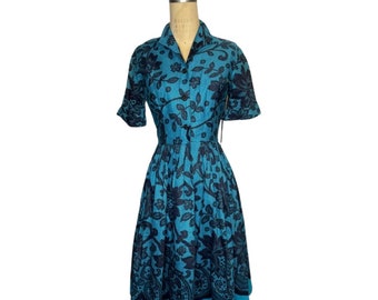 1950s lace print dress