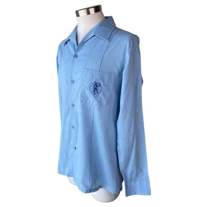 Mens 1950s Deadstock blue button down image 2