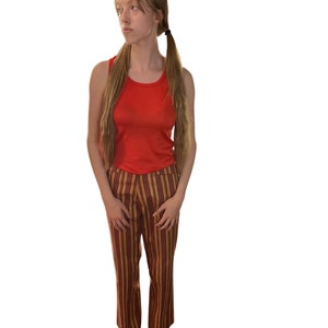 Deadstock 70s Burgundy and Gold Striped Pants image 2