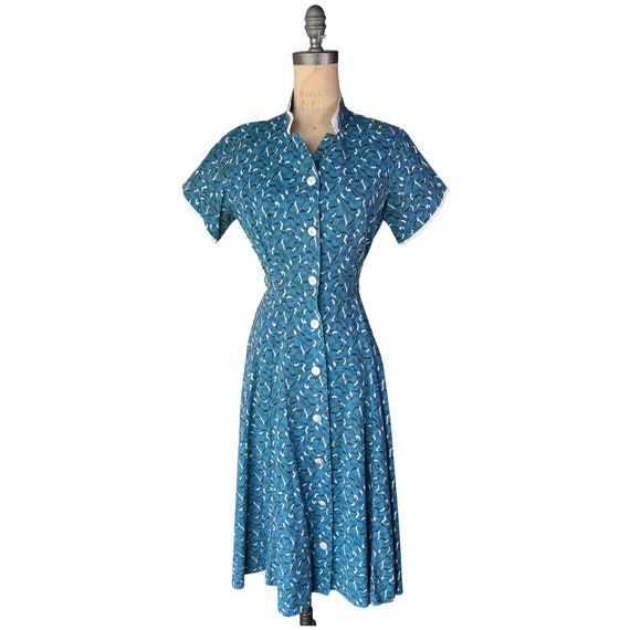 1940s blue print sundress - image 1