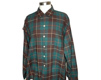 1950s men’s green plaid buttondown